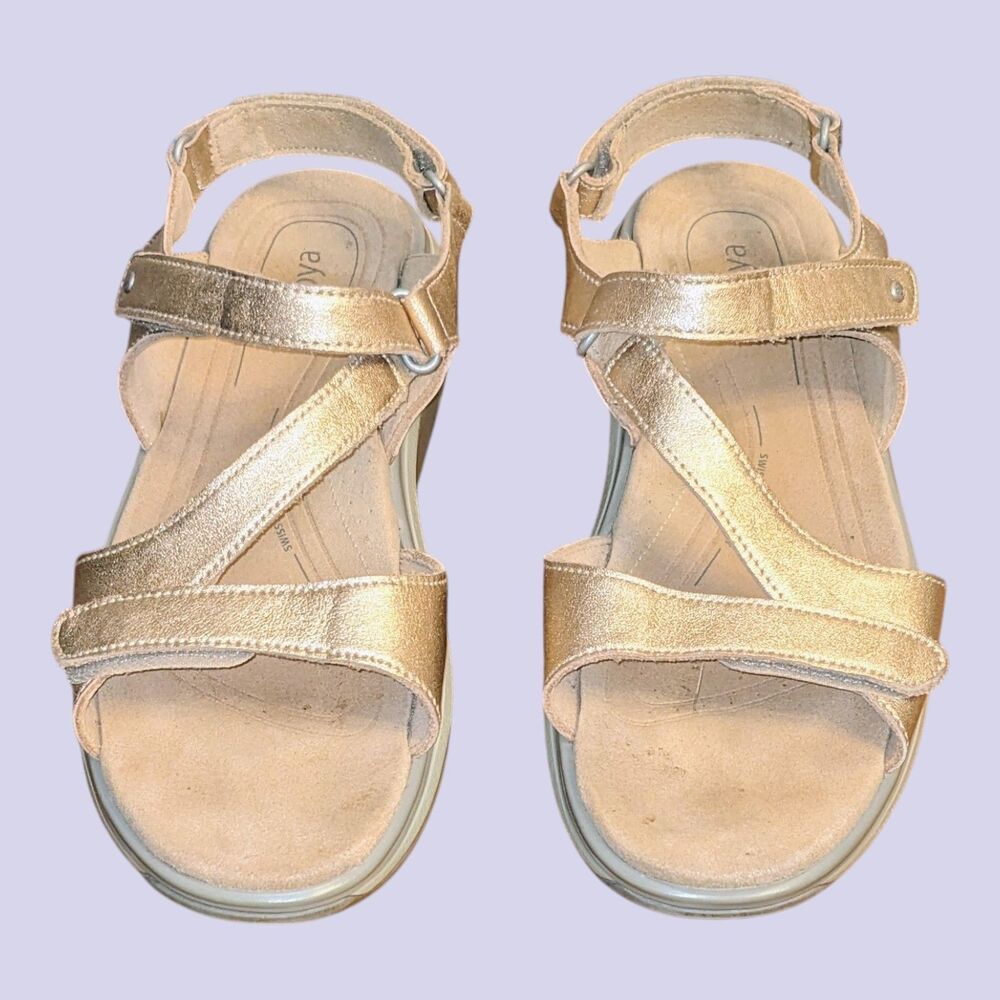 Joya Women's US 8 ID Jewel Sandals Champagne Leather Adjustable Extreme Comfort